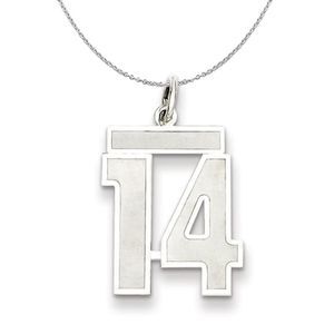 Sterling Silver, Jersey Collection, Medium Number 14 Necklace - 18 In